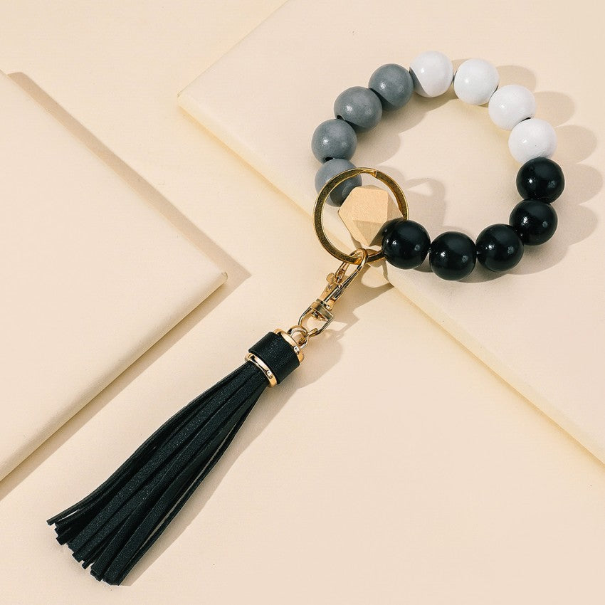 Wholesale Tassel Wood Beads Silicone Beads Bracelet Keychain