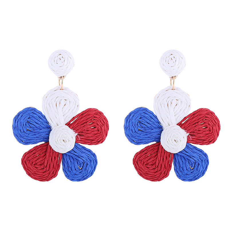 Wholesale American Independence Day Fashionable Minimalist Handwoven Earrings