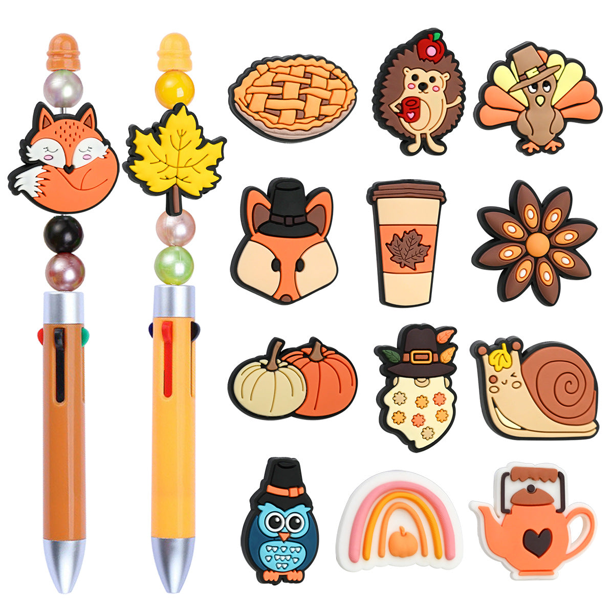 Wholesale Random 100pcs Thanksgiving PVC Soft Beads DIY Beaded Pen Accessories ACC-BDS-RYY011