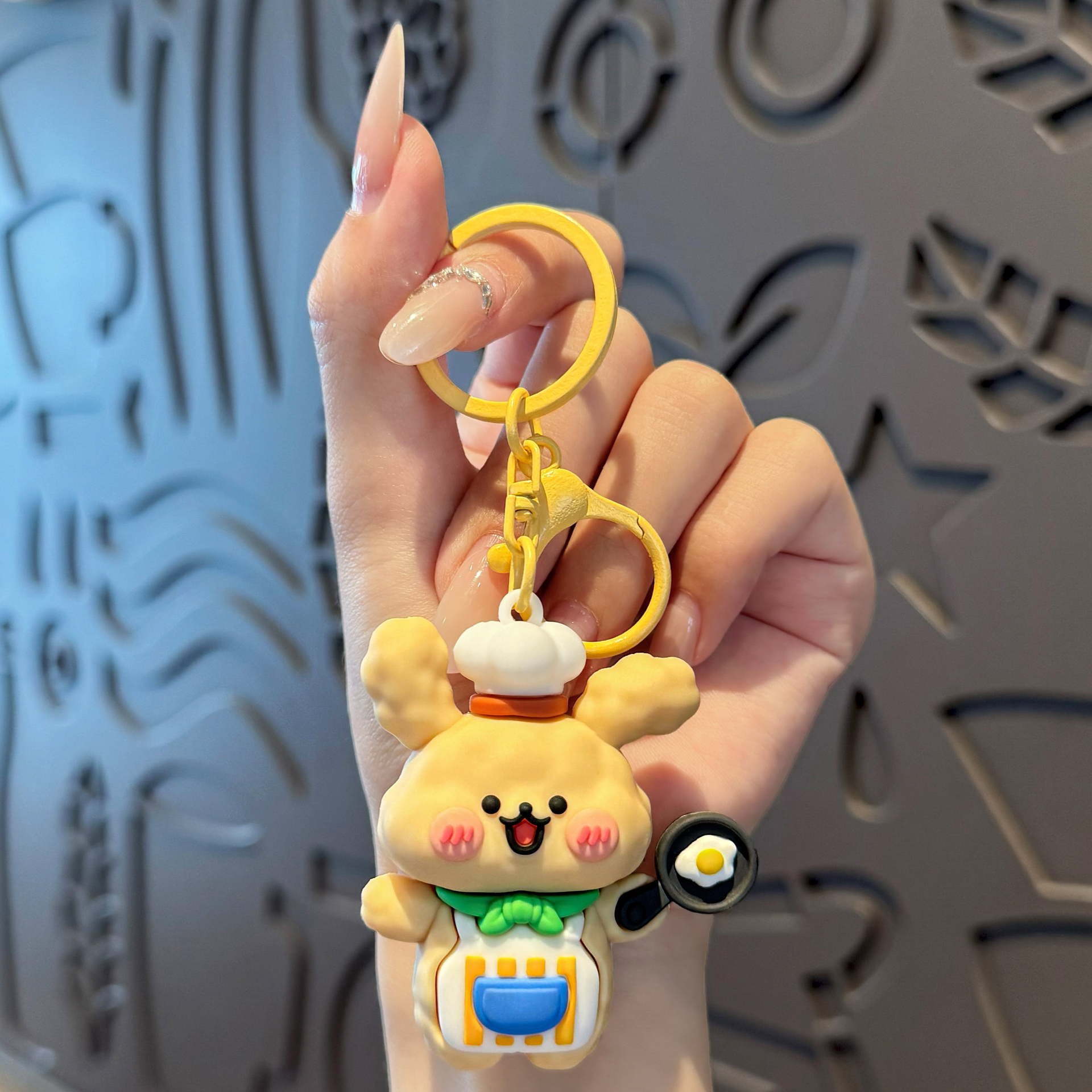 Wholesale Cute Chef Line Bunny PVC Keychain Bag Charm