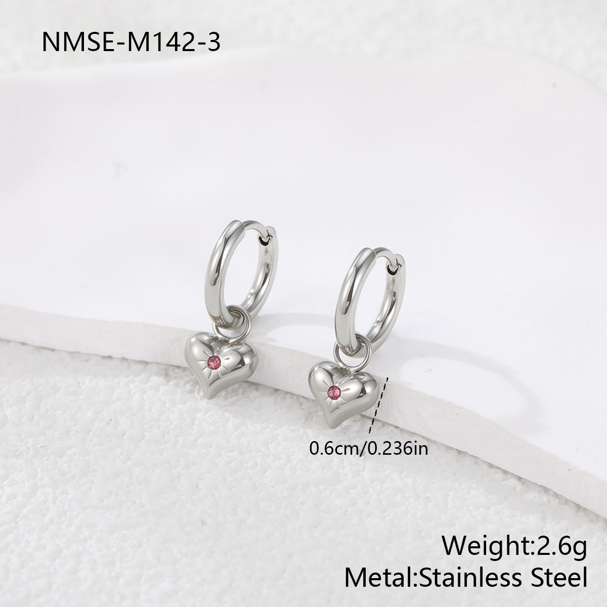 Wholesale Stainless steel heart-shaped dangle earrings