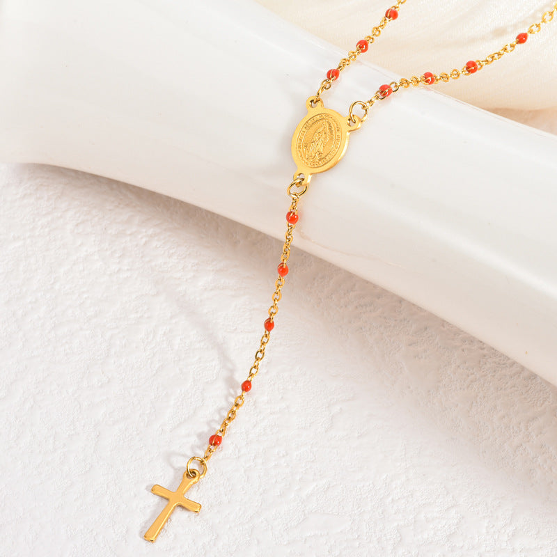 Wholesale 18K gold vacuum oil plating stainless steel cross chain necklaces