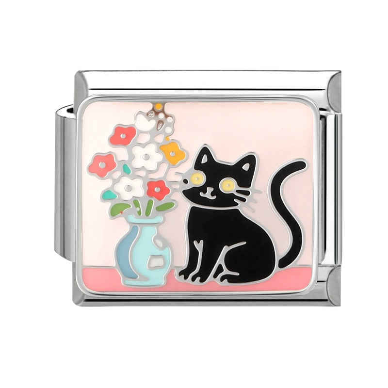 Wholesale  9mm Italian Charm Starter Bracelets DIY square Single Section Creative Stainless Steel Composable Bracelet