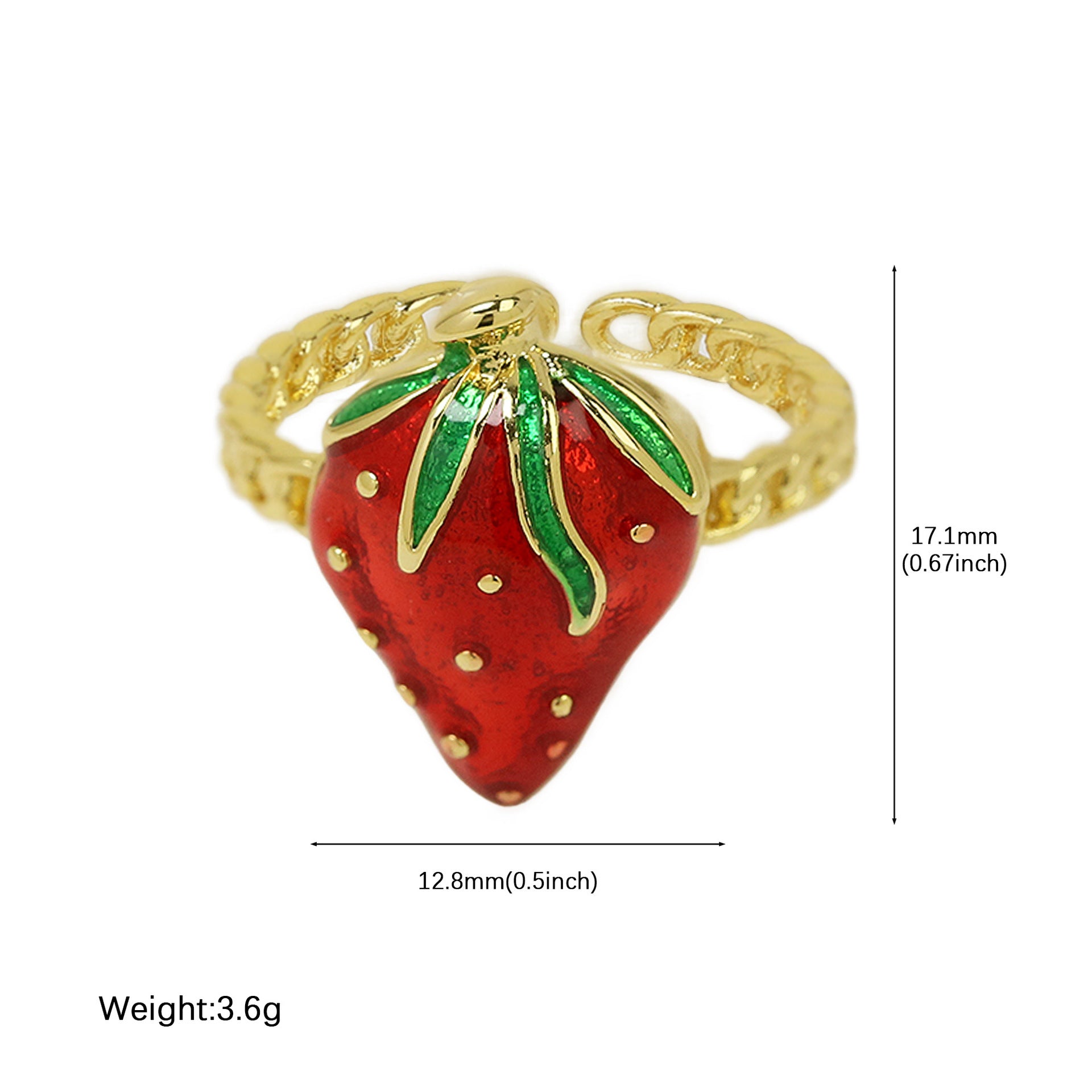 Wholesale  color drop strawberry cherry ring