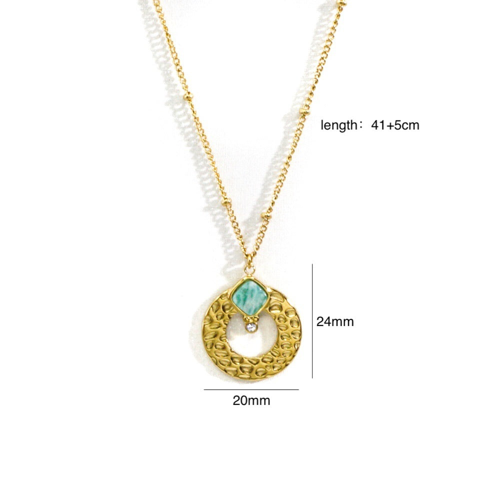 Wholesale 316L Titanium Steel Light Luxury Necklace Natural Stone Shell Fashion 14K Gold Necklace