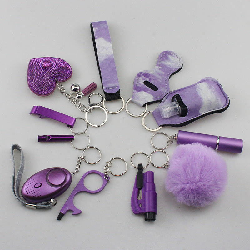 Wholesale Rhinestone Love Lipstick Set Bottle Opener Hair Ball Whistle Keychain Set ACC-KC-TMS003