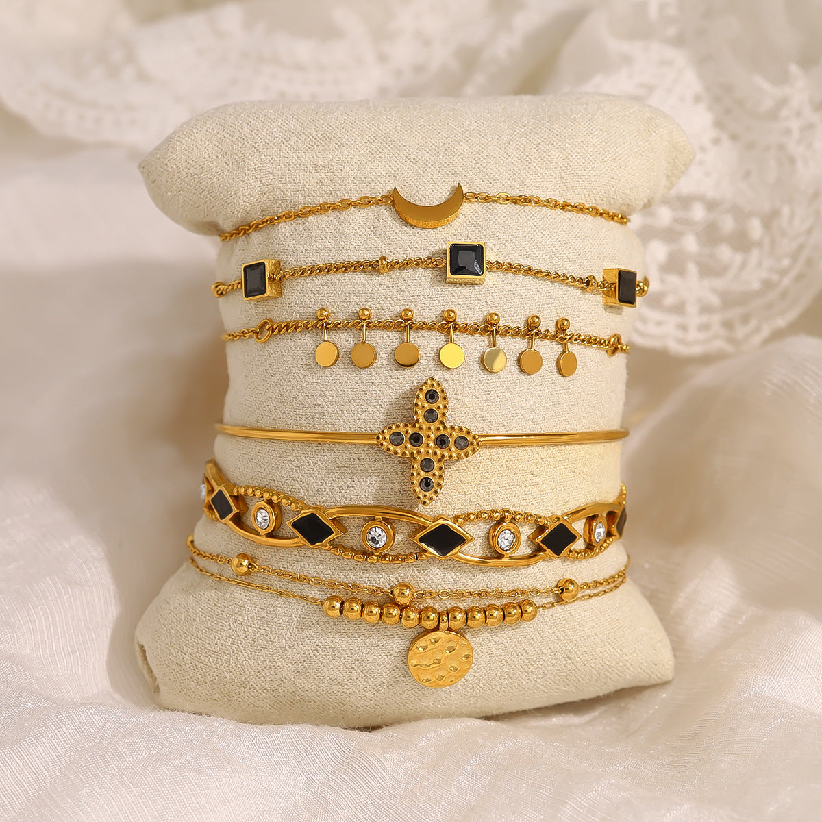 Wholesale Titanium Steel Stacked Bracelet suit