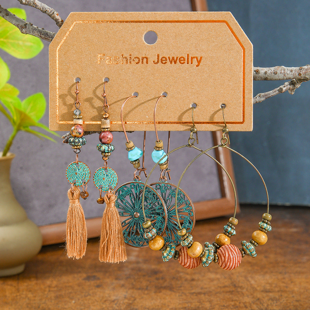 Wholesale Cross-Border Hot Selling Retro Bohemian Style Earrings Set Fashion Holiday Style Dopamine Color Ear Jewelry