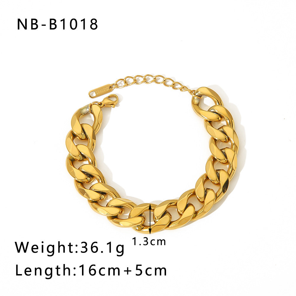 Wholesale Thick Chain Punk Style Stainless Steel 24K Gold Hand Braided Chain Bracelet ACC-BT-Xiny011
