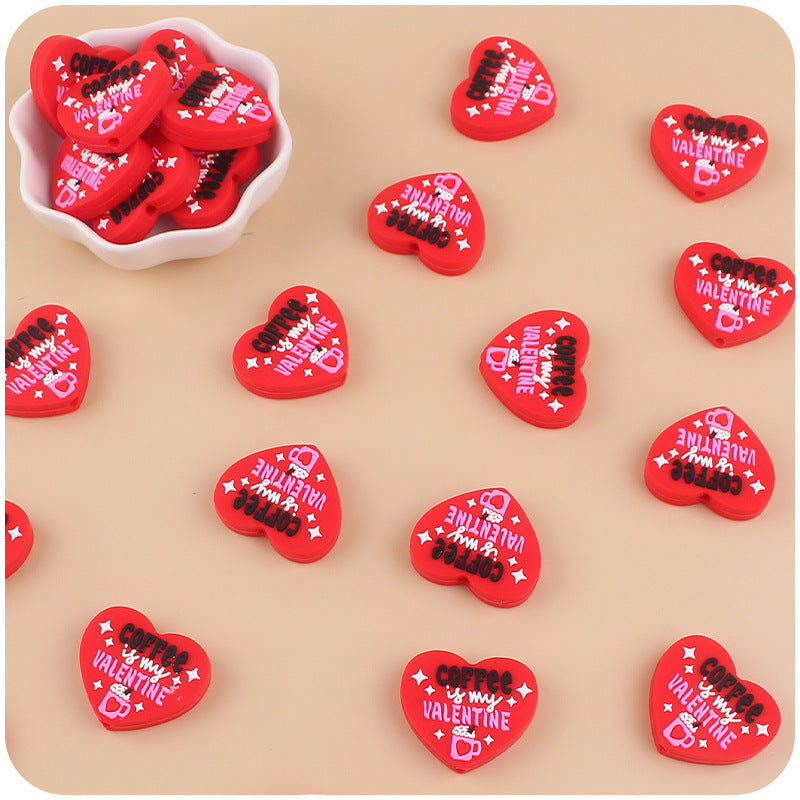 Wholesale 10pcs Valentine's Day Cartoon Love Silicone Focal Beads ACC-BDS-GuangTian006