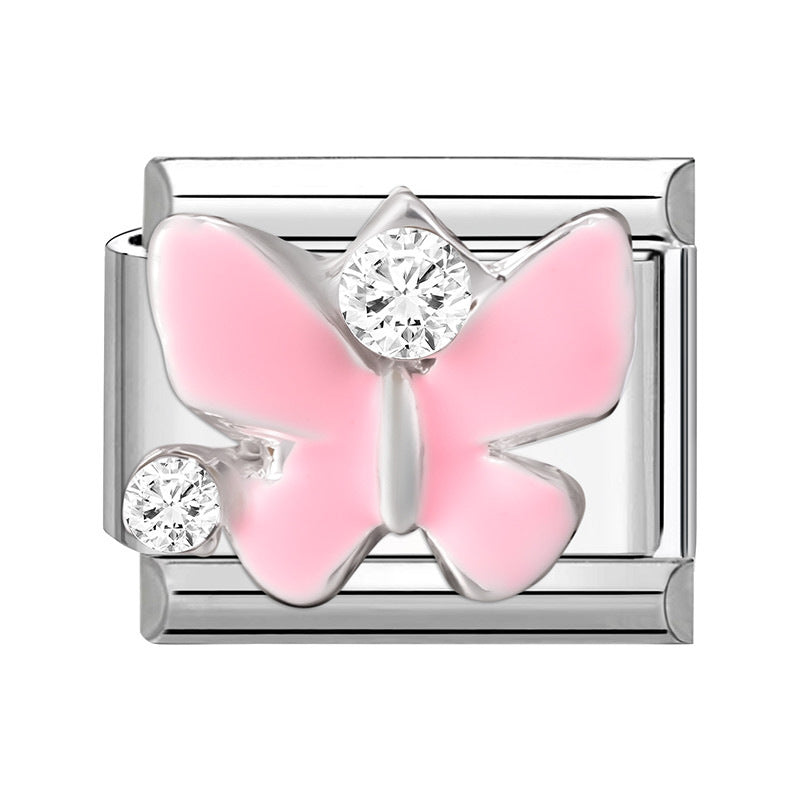 Wholesale Fashion Titanium Steel DIY Italian Charms Bracelet With UV Resin Angel Butterfly Design Boutique Jewelry Accessory