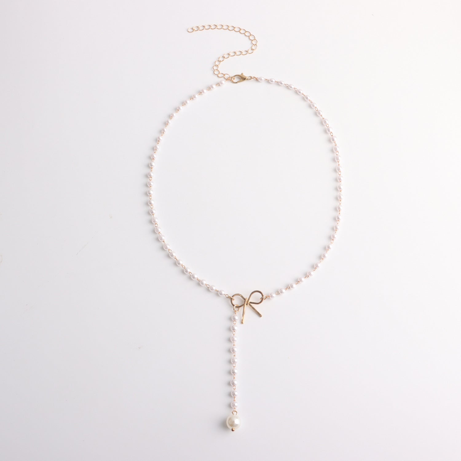 Wholesale  alloy bow Pearl tassel pendant necklace