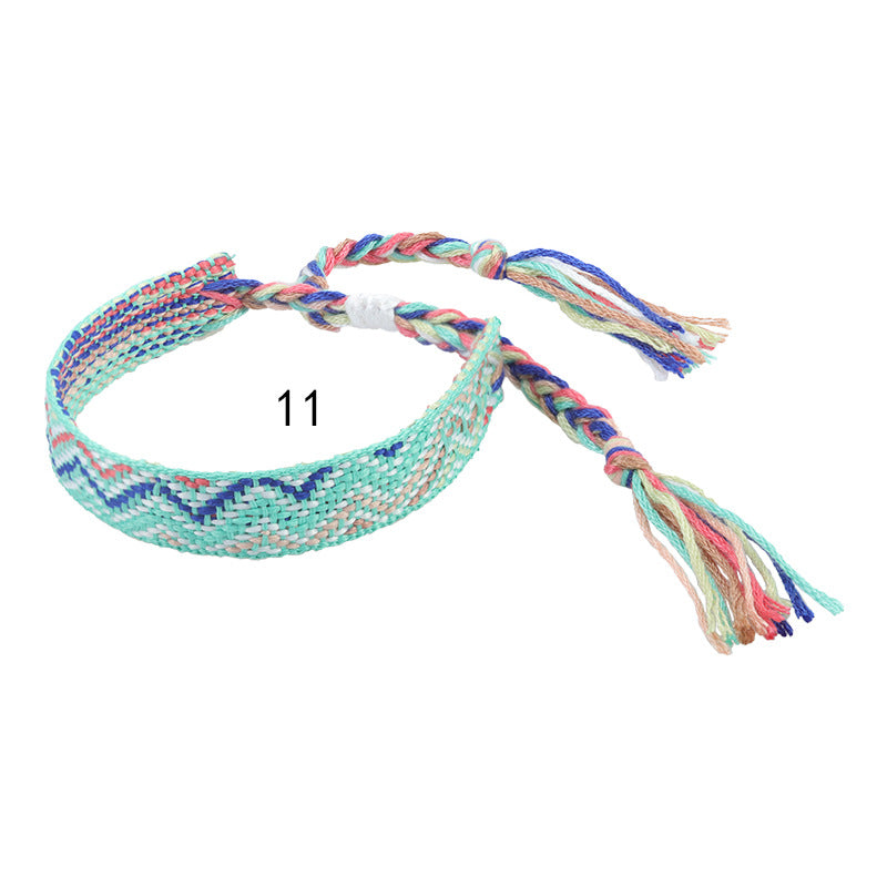 Wholesale ethnic style woven bracelet wide wrist strap colorful tassel bracelet