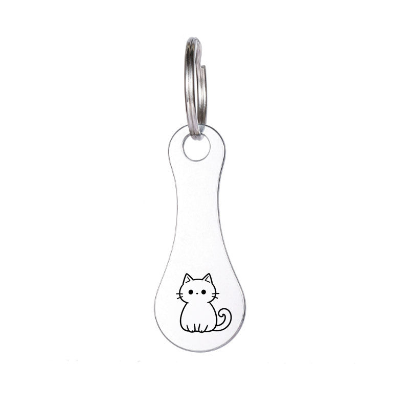 Wholesale Cartoon Dog Cat  Shopping Cart Token Keychain Pendant Stainless Steel Bag Charm Gift