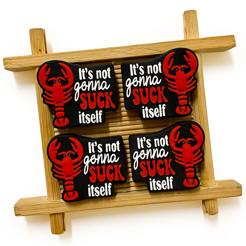 Wholesale 10pcs Silicone Cartoon Red Shrimp Focal Beads ACC-BDS-WDX116