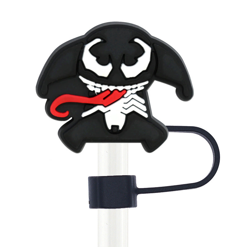 Wholesale Random 100pcs Dark Style 10mm PVC Soft Straw Tube Cap ACC-SCR-RYY100