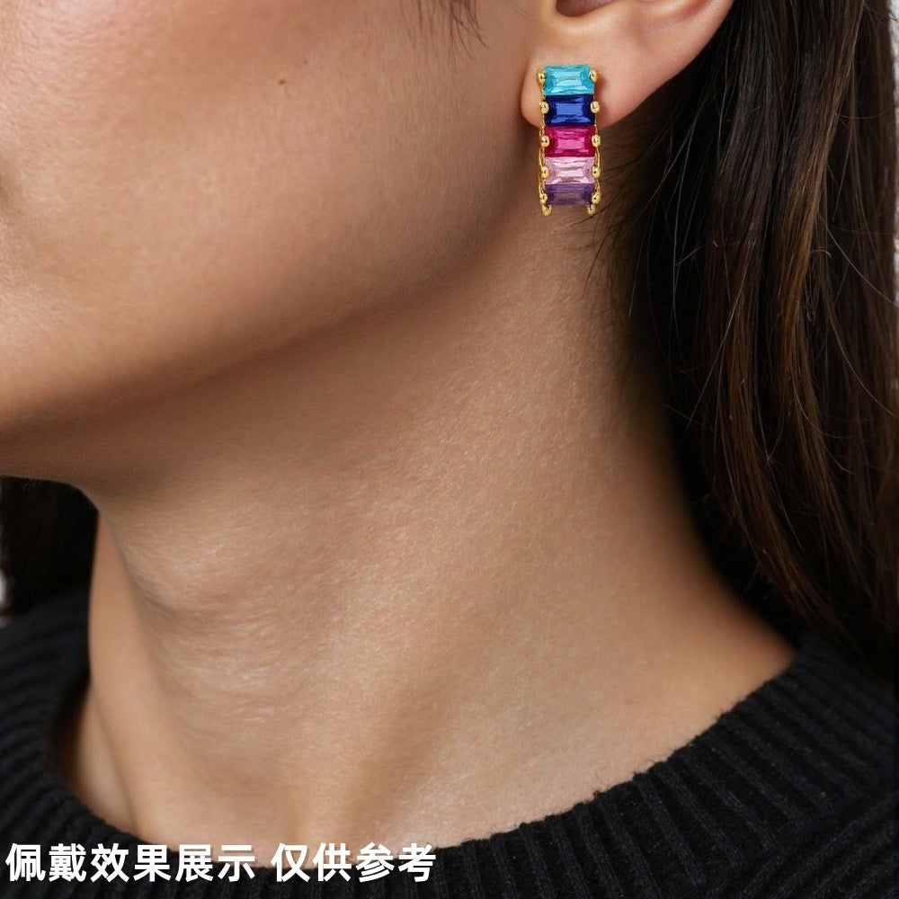 Wholesale 18K gold-plated copper colored zircon earrings,  earrings,  earrings