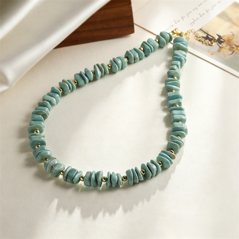 Wholesale Chic Handwoven Acrylic Bead Collarbone Necklace For Women Fashion Accessory Boutique Gift