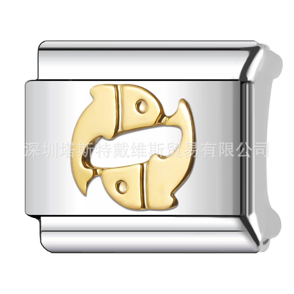 Wholesale 9mm Italian Charm Starter Bracelets DIY square Single Section Creative Stainless Steel Composable Bracelet