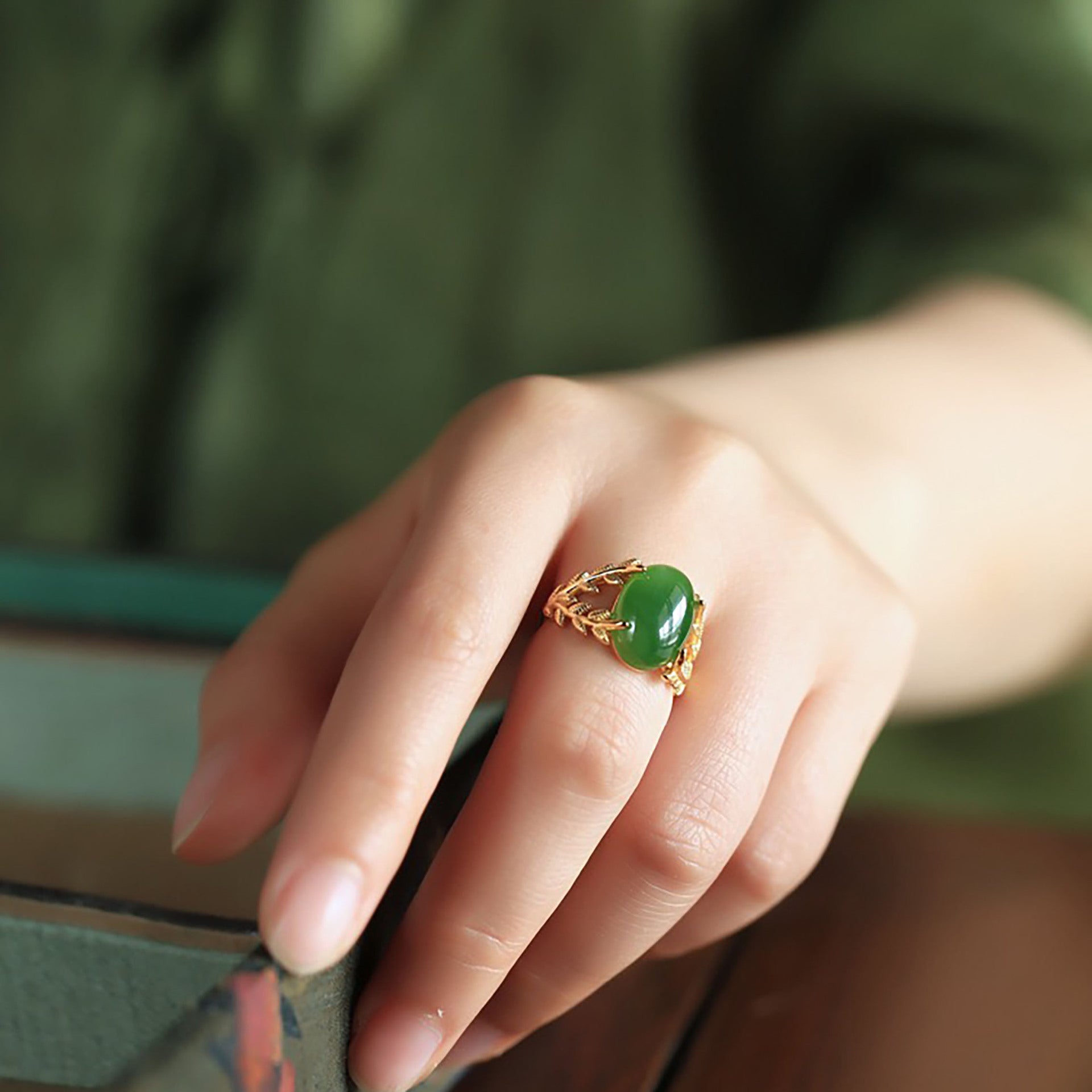 Wholesale Light luxury jade inlaid ring