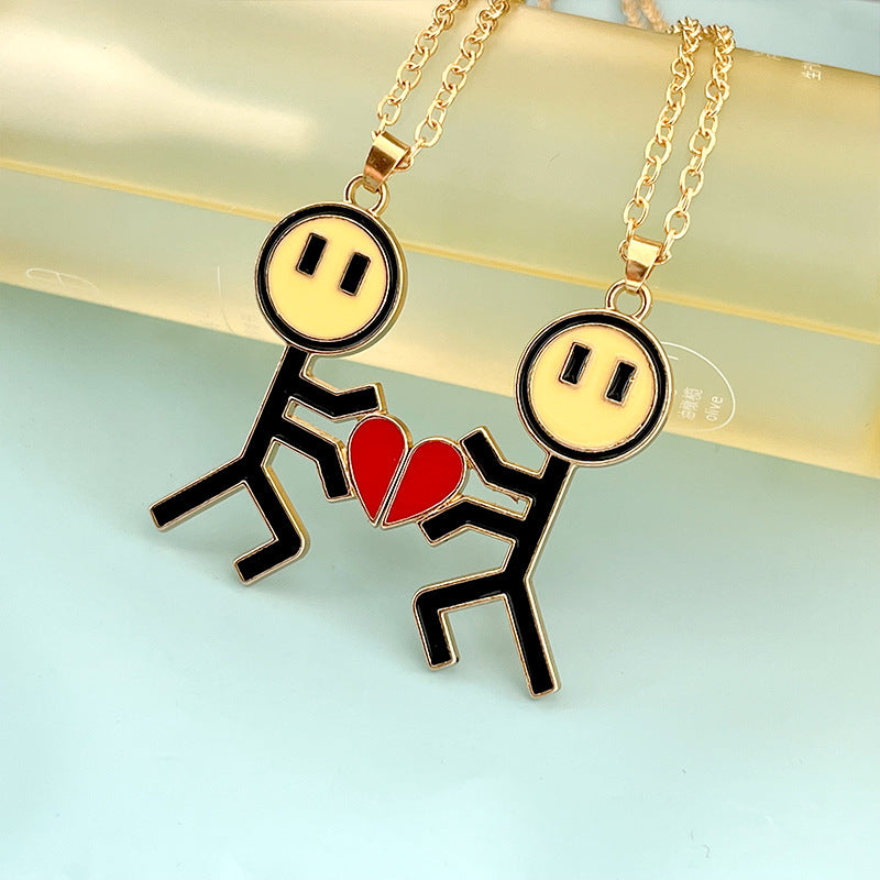 Wholesale Stickman Love Valentine's Day Love Magnet Necklace