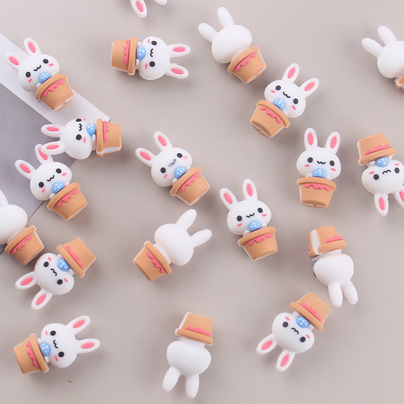 Wholesale Cartoon Cute Easter Cartoon Animal Little White Rabbit Series Focal Beads DIY Bead Accessories