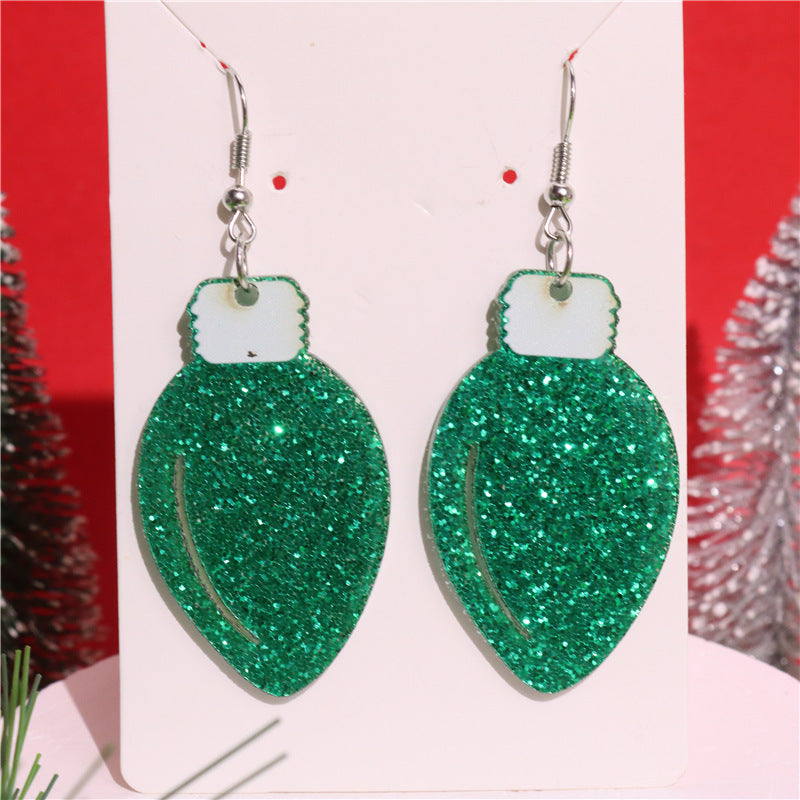 Wholesale Christmas red and green acrylic bulb earrings