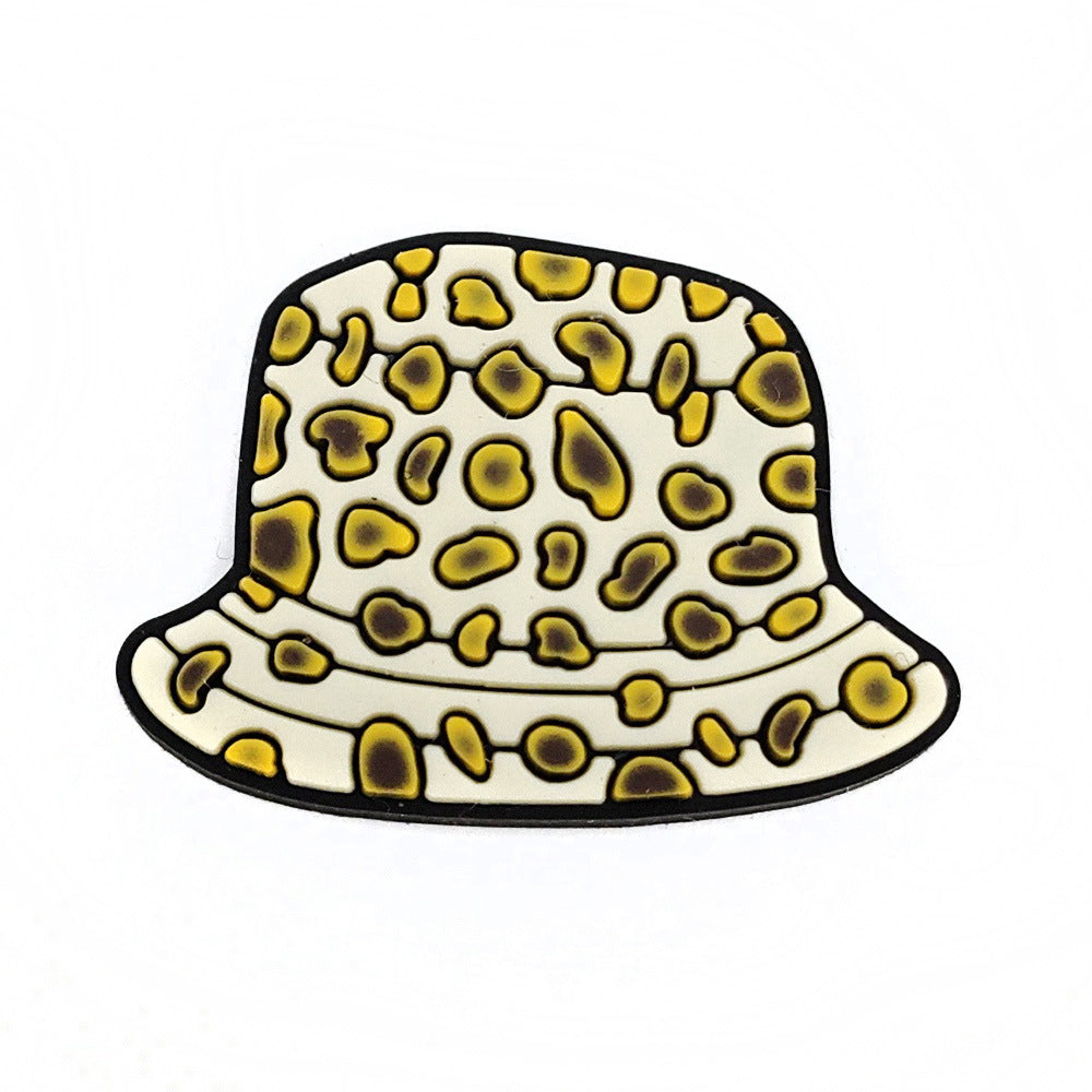 Wholesale 10pcs Leopard Print Coffee Cup Dog Claw Love PVC Soft Adhesive Hole Shoes Buckles ACC-SC-WanX002