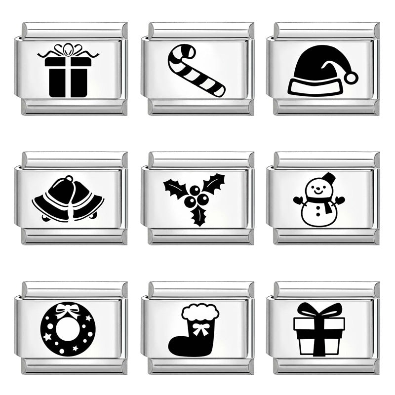 Wholesale Italian Charm Bracelet 9mm DIY Splicing Removable Christmas Cartoon Stainless Steel Composable Bracelet