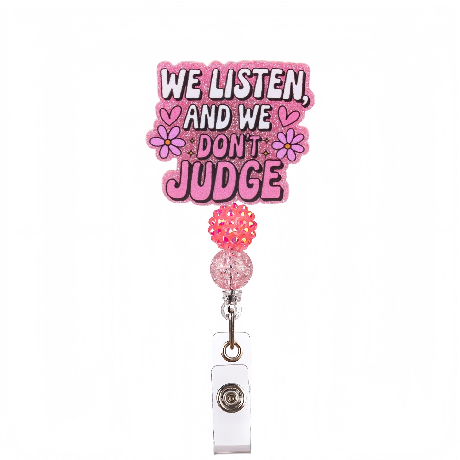 Wholesale Acrylic Glitter Medical Beaded Diamond Ball Bow Badge Reels Keychains