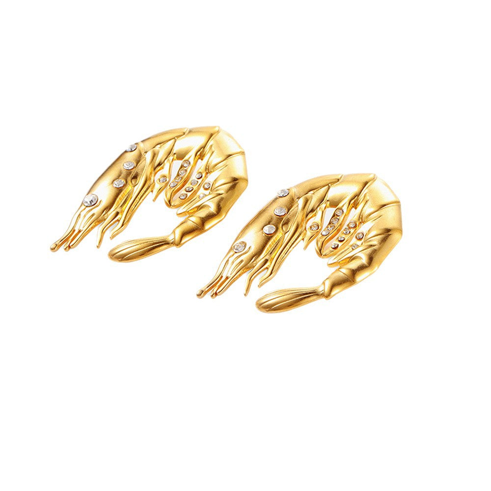 Wholesale Ocean Conch Rhinestone Pearl Earrings Stainless Steel Statement Ear Studs Fashion Accessory
