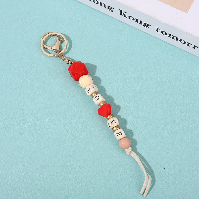 Wholesale Colorful Silicone Beaded Lanyard Keychain ACC-KC-QiuXue009