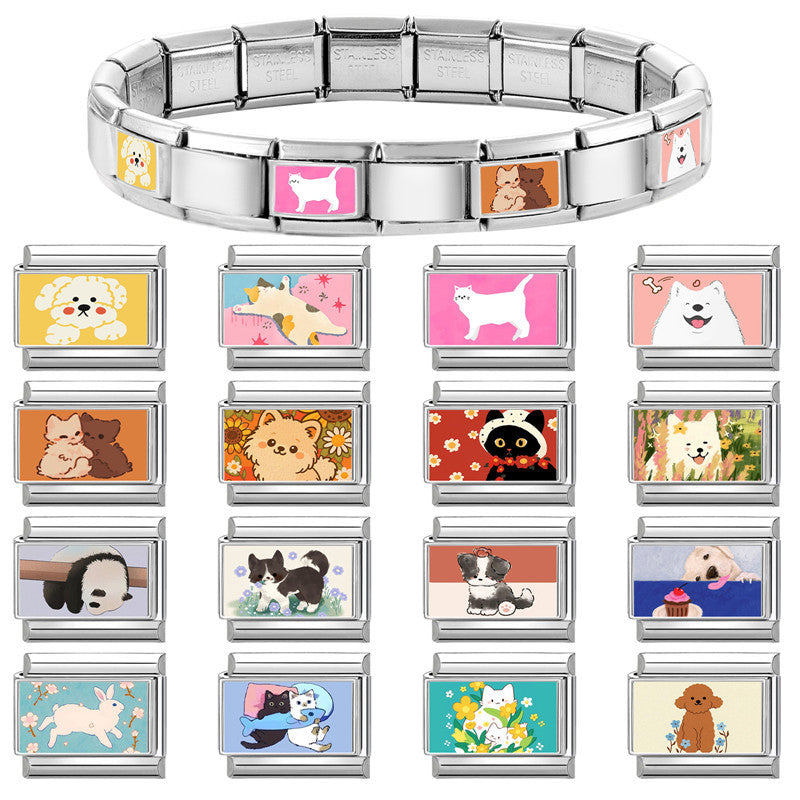 Wholesale Land Animal Italian Charms
 DIY pet Section Creative Stainless Steel Composable Bracelet