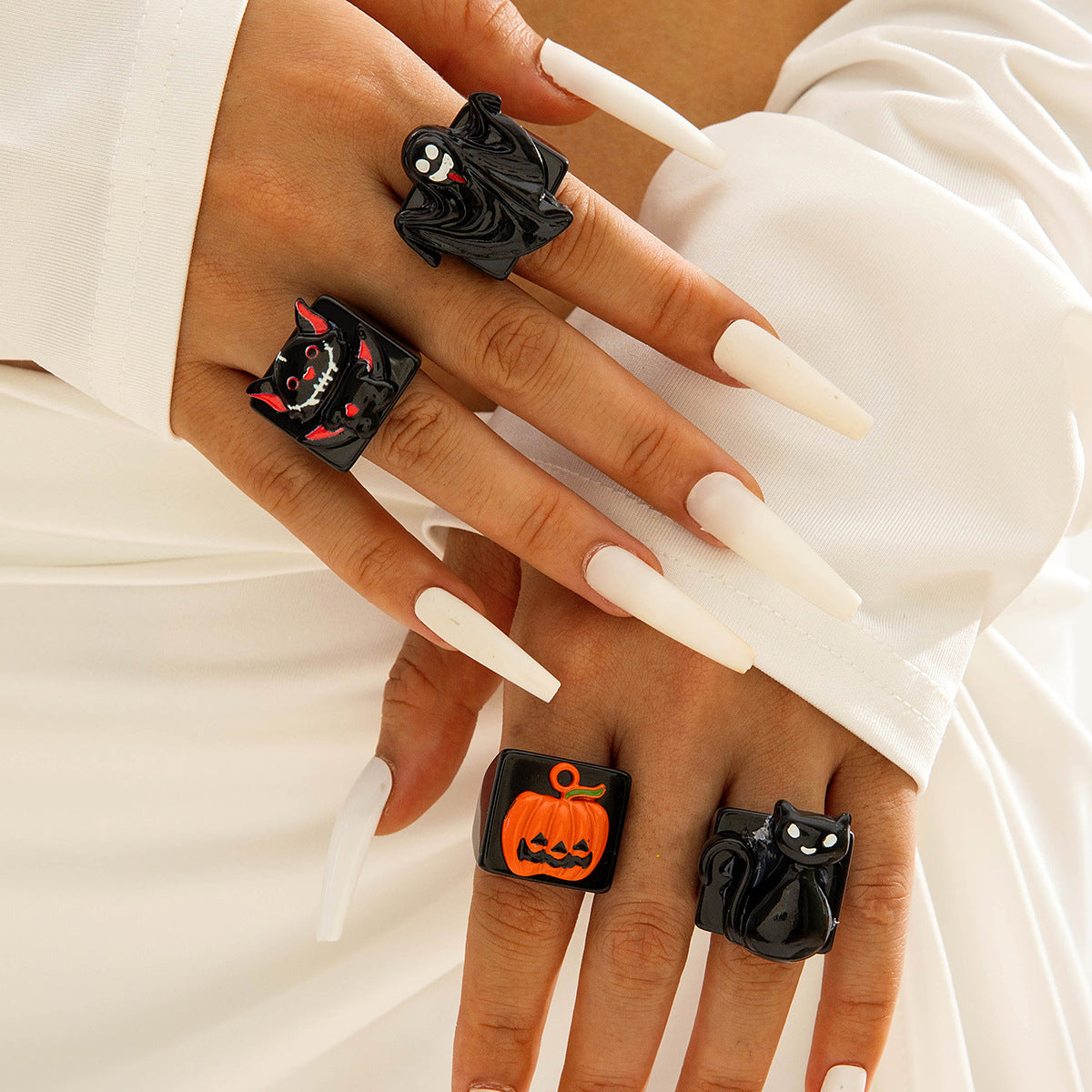 Wholesale  Resin Ghost Pumpkin Ghost Ring