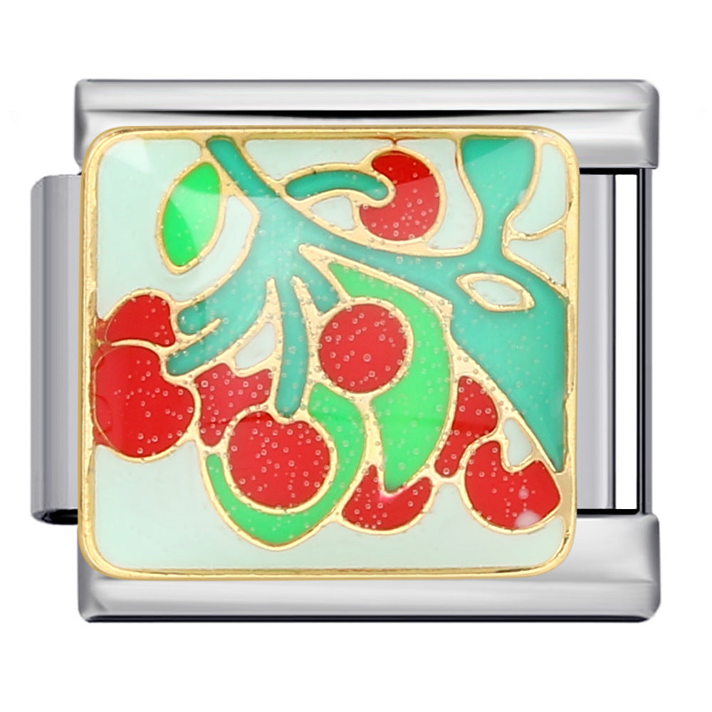 Wholesale Italian Charm Bracelet 9mm DIY Splicing Removable Fruit and Vegetable Series Stainless Steel Composable Bracelet