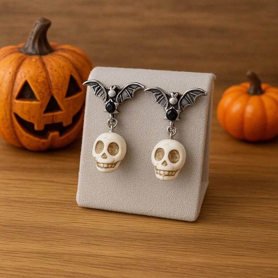 Wholesale Cartoon Skull Bat Earrings  Gothic Earrings