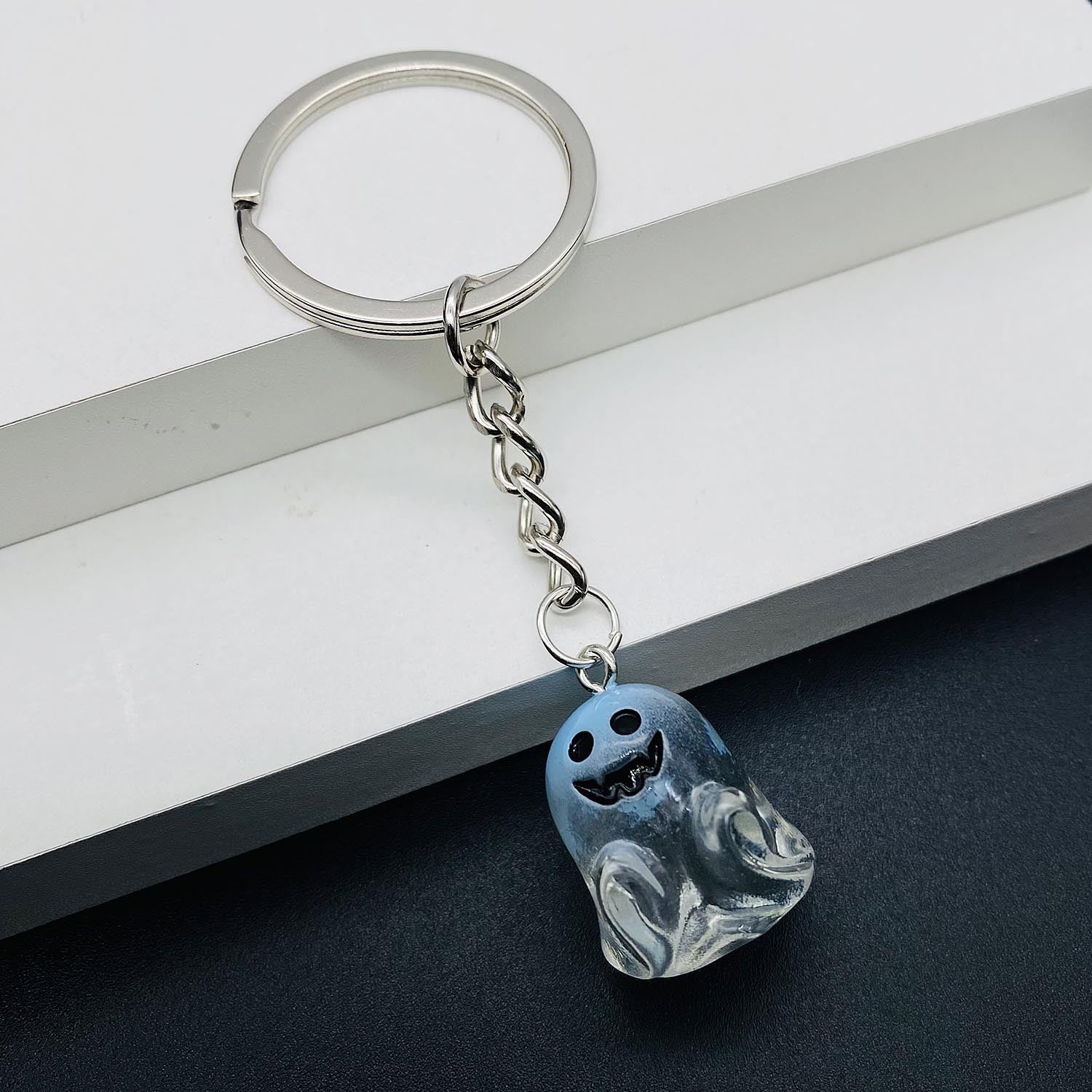 Wholesale  Resin Keychain with Ghost Coffin Pumpkin Design,  Trendy Car Key Accessory for Bags and Backpacks
