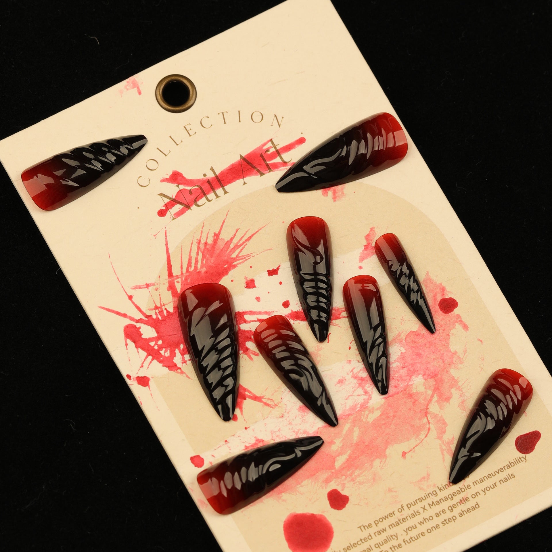 Wholesale 24 Pieces/box Halloween Long Gradient Wearable Press-on Nails Kits ACC-NS-LeFan014