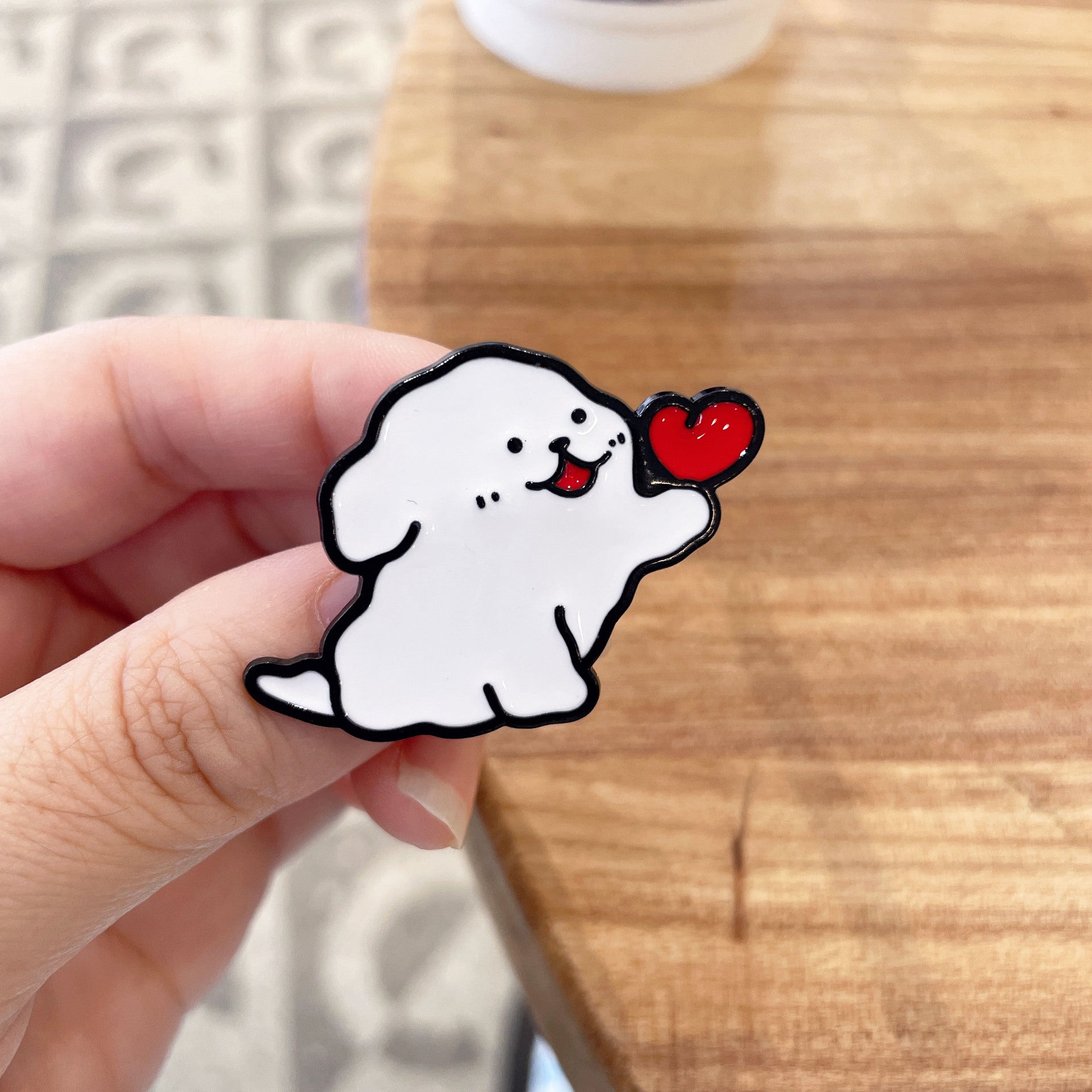 Wholesale Line Dog Badge Cartoon   Maltese Puppy Brooch