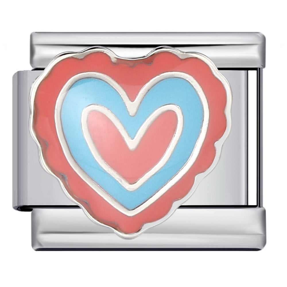 Wholesale 9mm Italian Charm Starter Bracelets DIY Hearts Single Section Creative Stainless Steel Composable Bracelet