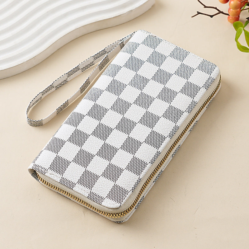 Wholesale European Retro Checkered Black Long Wallet With Letter Pattern Unisex Zipper Wallet For Everyday Use And Resale