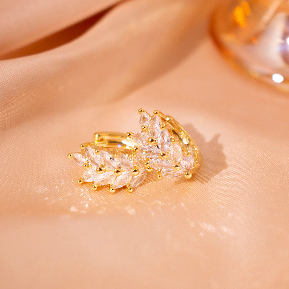 Wholesale Zircon Wheat Ear Buckle Retro  Light Luxury All-match Earrings