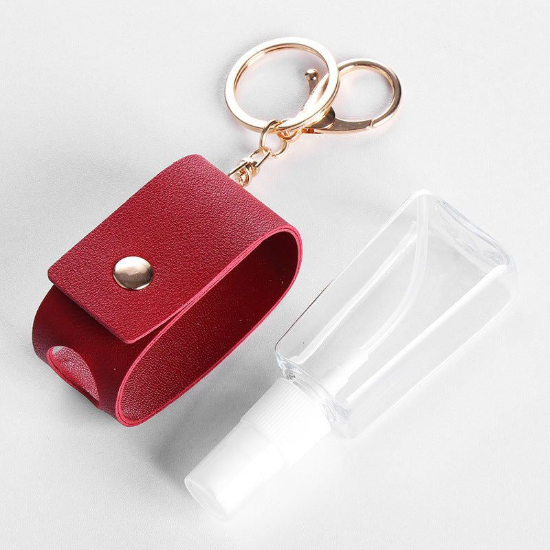 Wholesale  PU Leather Multicolor 30 ml Spray Hand Sanitizer Bottled Leather Case Keychains