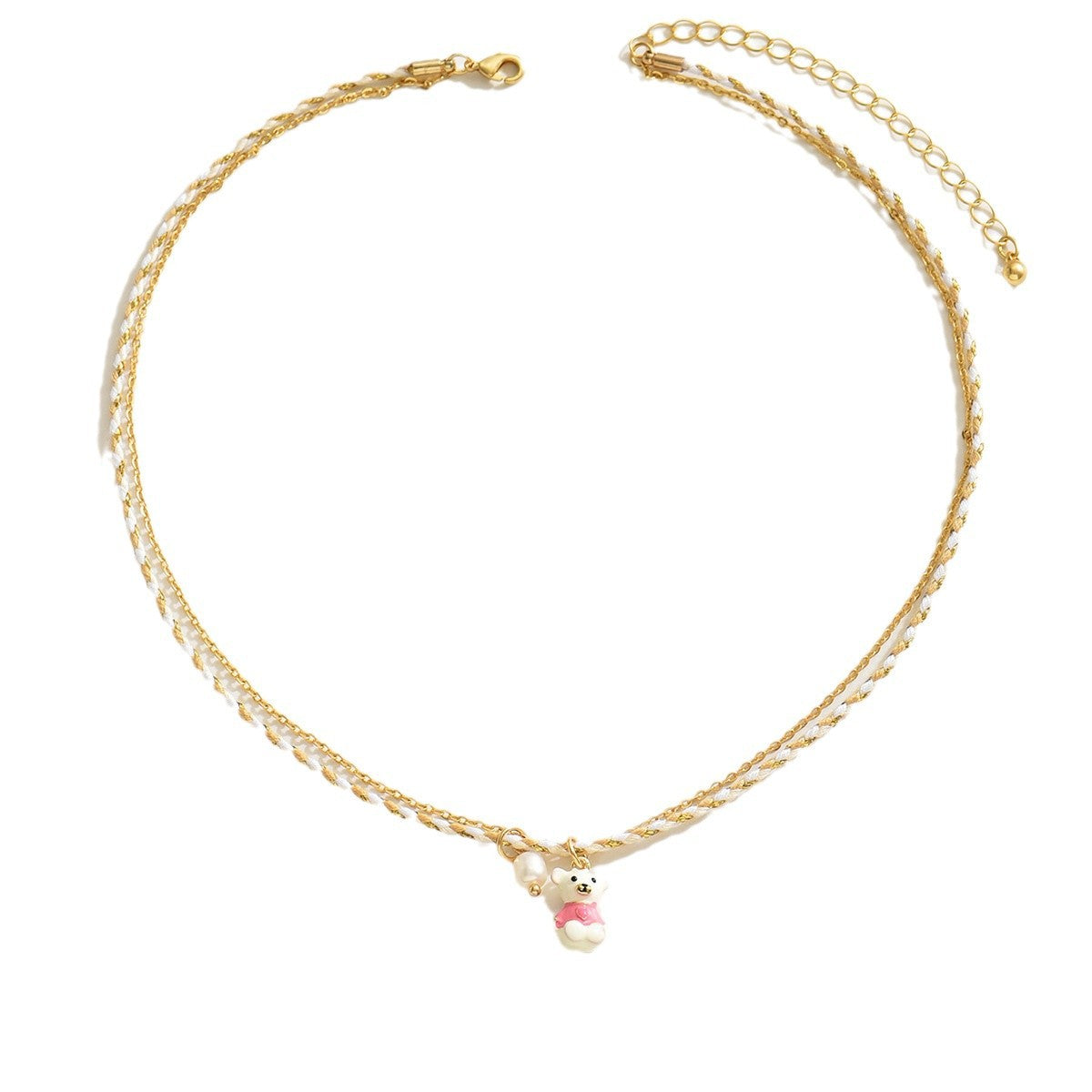 Wholesale  Fashion Copper Plated Gold Enamel Pendant Bear Necklace