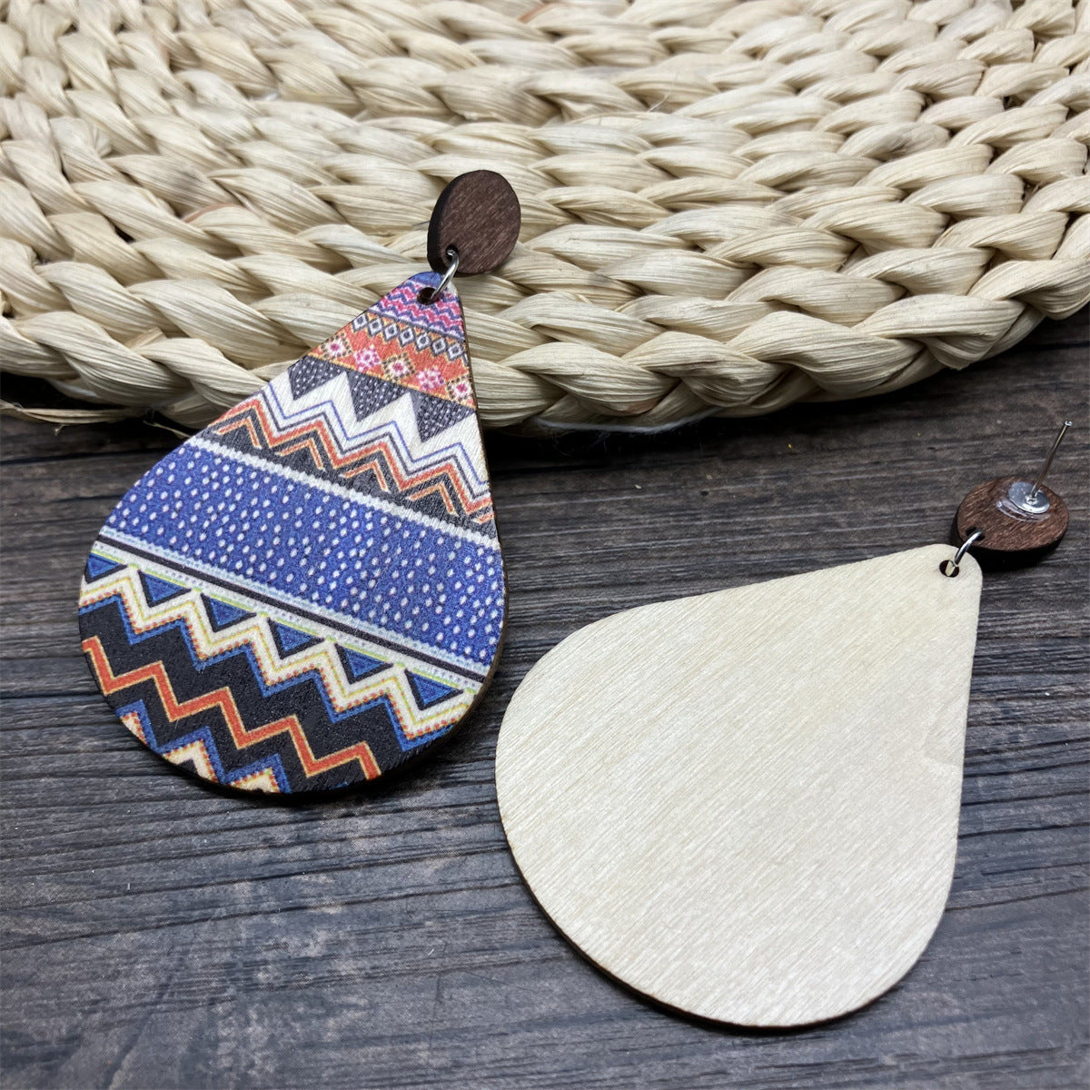 Wholesale Bohemian Vintage Wood Earrings ACC-ES-FX075