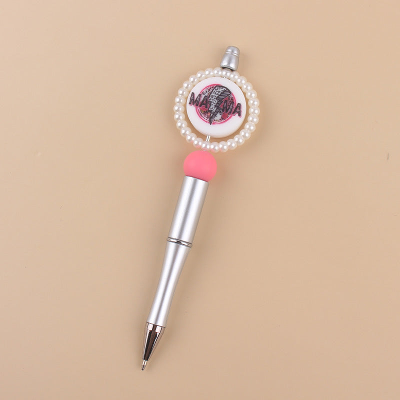 Wholesale Creative pearl ring cartoon round printing beaded pen