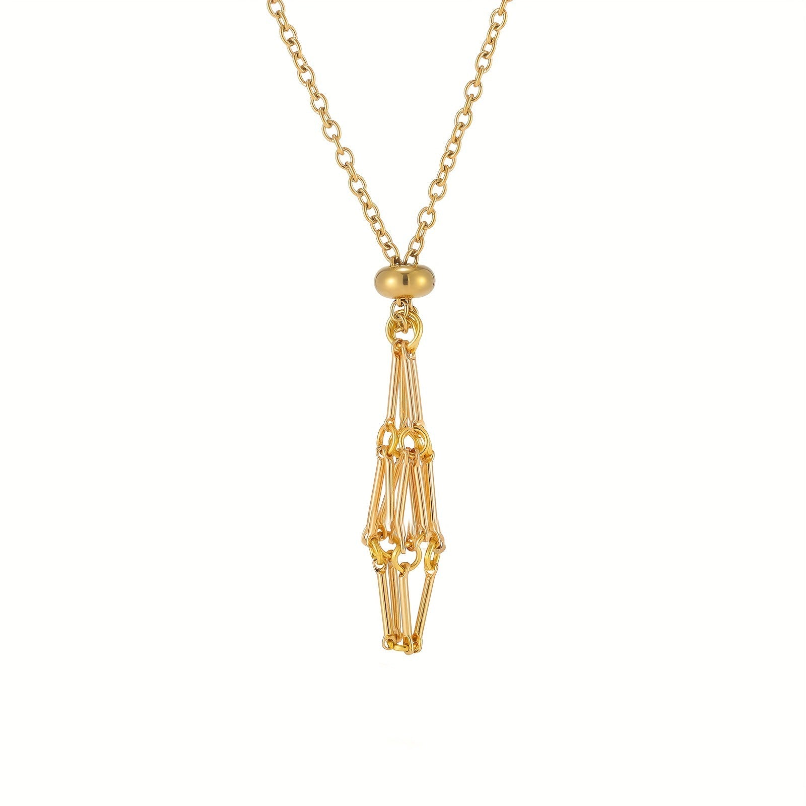 Wholesale Natural Crystal Raw Stone Mesh Bag Stainless Steel Metal Bamboo Necklace Braided Pendant ACC-NE-XingYue001