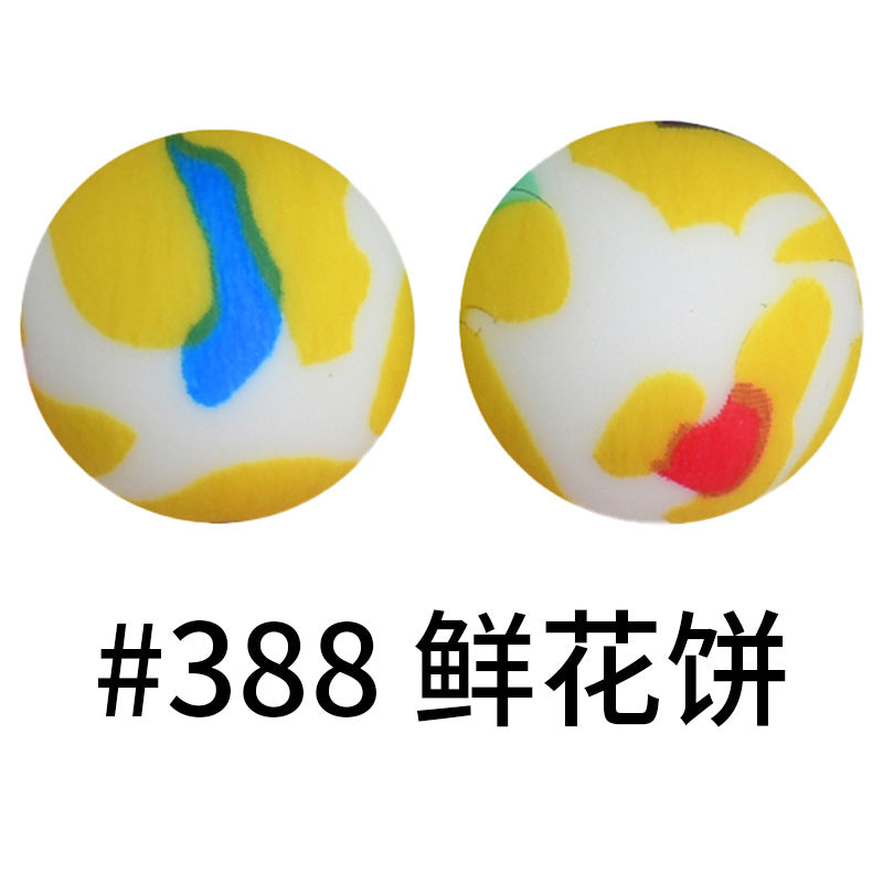 Wholesale 50pcs 15mm Flower Cake Silicone Round Beads DIY Bead Accessories ACC-BDS-HeSheng003