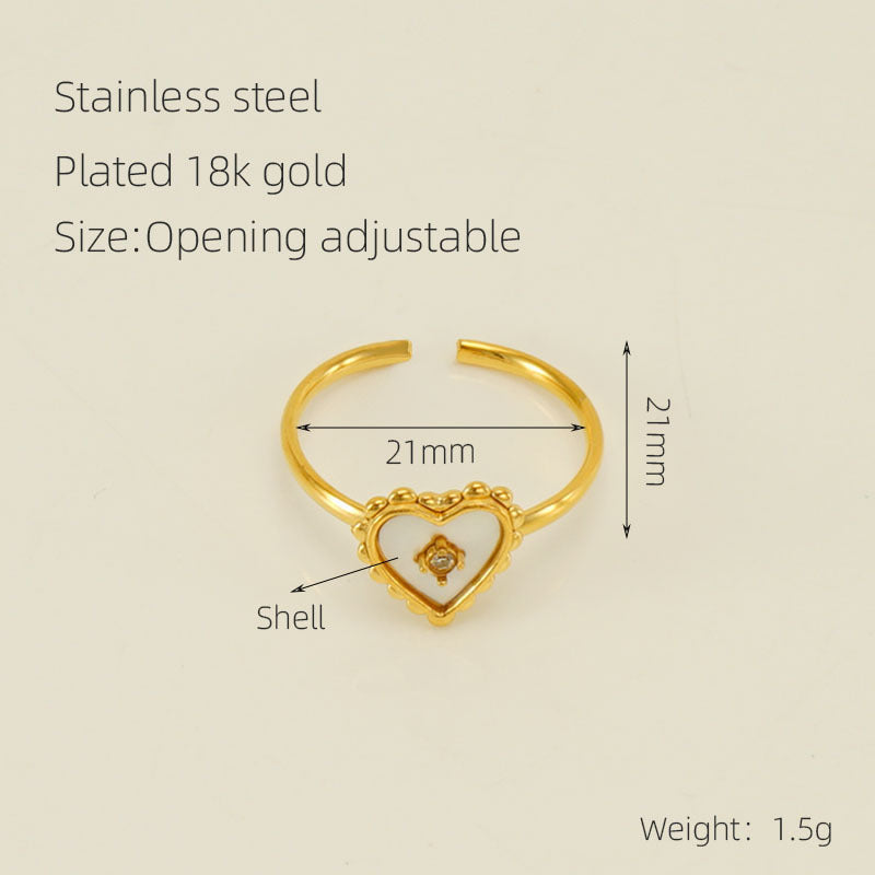 Wholesale Adjustable stainless steel heart-shaped ring