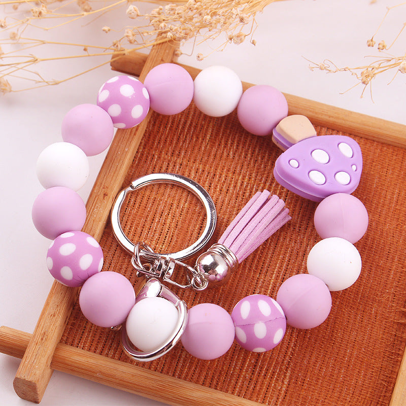 Wholesale Mushroom Silicone Beaded Wrist Keychain ACC-KC-GuangTian011
